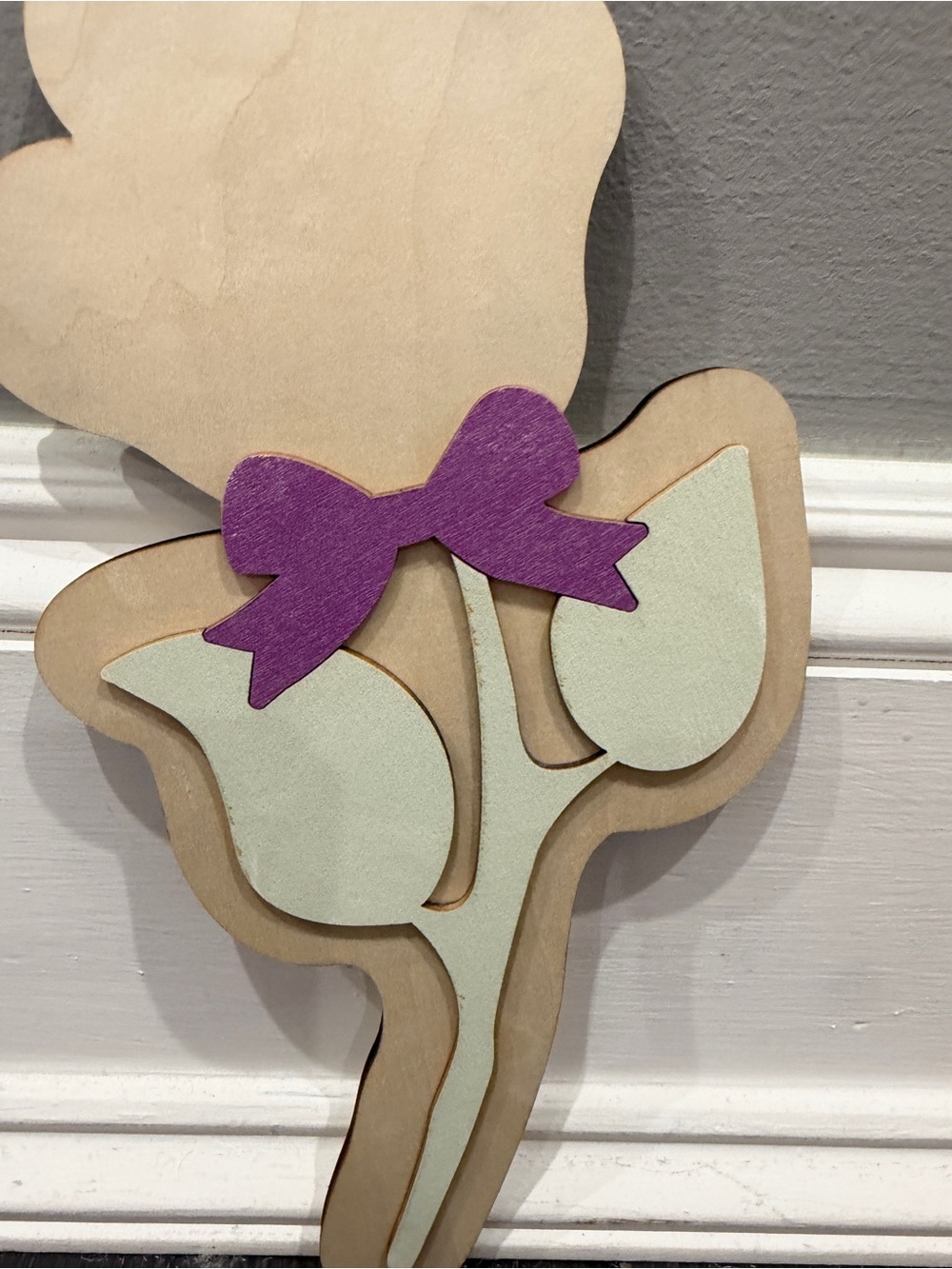 NWOT CUSTOM MADE 11” in Wood Floral Handprint Infant Toddler Gift Keepsake - Picture 2 of 5